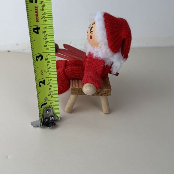 Ljungstroms Tomte Vintage Sweden 4” Christmas Figurine Wooden Decor Art Skiing - Picture 2 of 12